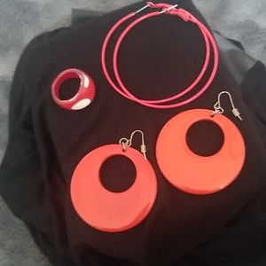 2 pairs of red earings and 1 red w/ wht polkadots